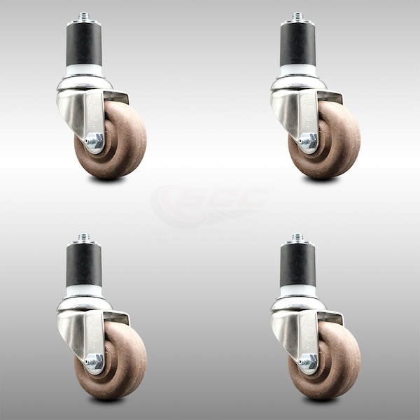 Service Caster 3 Inch 316SS High Temp Glass Filled Nylon 1-7/8 Inch Expanding Stem Caster Set SCC-SS316EX20S314-GFNSHT-178-4 - main
